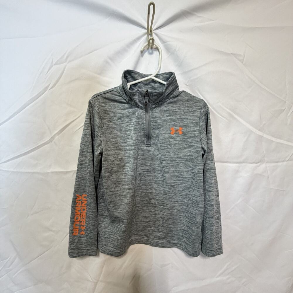 Under Armour grey quarter zip dry fit long sleeve shirt - Size 4 years